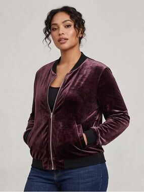 NVLT Velvet Bomber Jacket in Plum
